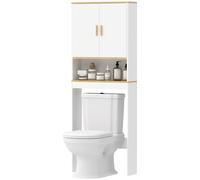 HOMCOM Meuble WC rangement au-dessus des toilettes 3 niveaux étagère de toilettes avec étagères réglables, 64x20x170,5cm, blanc