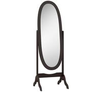 HOMCOM Miroir à Pied Ovale Shabby Chic 48L x 46l x 147H cm Café | Inclinaison Réglable, MDF