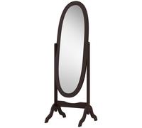 HOMCOM Miroir à pied ovale style shabby chic inclinaison réglable 48 x 46 x 147 cm mdf café