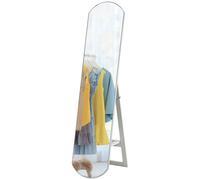 HOMCOM Miroir complet arqué 35 x 150 cm avec étagère, montage mural ou sur pied pour salle de bain, chambre à coucher, blanc