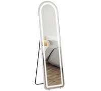 HOMCOM Miroir Complet Arqué sur Pied LED 150 x 40 cm Argent | Pleine Longueur, Interrupteur Tactile, 3 Couleurs Réglables, Fonction Mémoire, Monté Mural ou Incliné