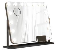 HOMCOM Miroir cosmétique LED, 3 modes d'éclairage, dimmable, Contrôle tactile, USB, 62,5x49,5cm, Noir