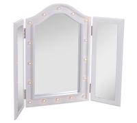 HOMCOM Miroir de Maquillage Miroir de Courtisie Lumière LED Triple de Pliage Charge USB Hollywood MDF Blanc