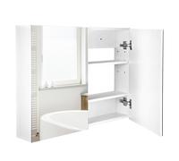 HOMCOM Miroir de Salle de Bain Armoire Murale Double Portes et étagères dim. 80L x 15l x 60H cm MDF Blanc