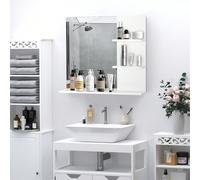 HOMCOM Miroir de Salle de Bain avec étagères - 2 étagères latérales + Grande étagère inférieure - kit Installation fourni - MDF Blanc Description:Ce superbe miroir de salle de bain avec 3 étagères int