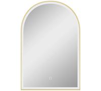 HOMCOM Miroir de salle de bain LED 90 x 60cm, mural, 3 couleurs, arqué cadre en aluminium, désembuage et interrupteur tactile