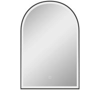 HOMCOM Miroir de salle de bain LED 90 x 60cm, mural, 3 couleurs, arqué cadre en aluminium, désembuage et interrupteur tactile
