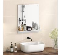 HOMCOM Miroir de Salle de Bain Moderne avec étagère, Miroir Mural 50 x 60 cm pour entrée, Couloir, Chambre, Blanc