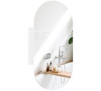 HOMCOM Miroir de salle de bain ovale moderne avec meuble de rangement et deux étagères, 45x90 cm, blanc