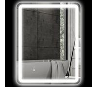 HOMCOM Miroir de salle de bain rectangulaire LED fonction anti-buée luminosité réglable fonction mémoire 70 x 90 cm argent