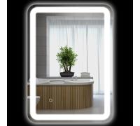HOMCOM Miroir de salle de bain rectangulaire LED fonction anti-buée luminosité réglable fonction mémoire 70 x 50 cm argent