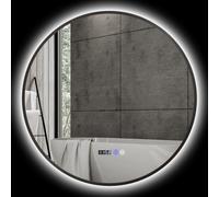 HOMCOM Miroir de salle de bain rond avec éclairage LED, intensité variable, fonction anti-buée, interrupteur tactile, noir