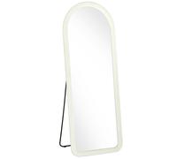 HOMCOM Miroir de Sol Arqué Pleine Longueur 160x60cm, Grand Miroir sur Pied ou Mural, Cadre Effet Velours, Verre Trempé, Crème