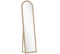 HOMCOM Miroir de sol arqué pleine longueur miroir sur pied cadre en effet imitation pierre pour salon chambre 40 x 160 cm beige