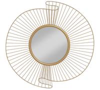 HOMCOM Miroir décoratif rond 60 cm avec fixation à 360°, décoration murale en métal moderne avec détails plissés, doré