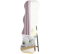 HOMCOM Miroir en pied sans cadre, base en bois, placement flexible, forme en vague, noir