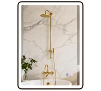 HOMCOM Miroir LED Salle de Bain avec lumière 80x60cm Noir | 3 temp. couleur, anti-buée, fonct. mémoire, mont. H/V, miroir maquillage dim., cadre noir