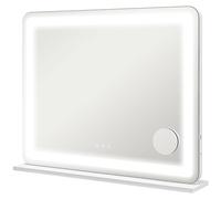 HOMCOM Miroir Lumineux LED intensité 3 modes d'éclairage, grossissement 10X, port de charge USB, touche tactile - 80 x 62 cm