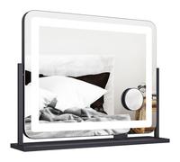 HOMCOM Miroir Lumineux LED intensité 3 modes d'éclairage, grossissement 10X, port de charge USB, touche tactile 62,5 x 52 cm