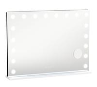 HOMCOM Miroir maquillage Hollywood 18 ampoules LED, 3 couleurs d'éclairage, lumière RGB, haut-parleur Bluetooth, blanc