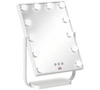 HOMCOM Miroir maquillage Hollywood LED tactile inclinable design Hollywood moderne 32,8L x 11l x 47,4H cm blanc