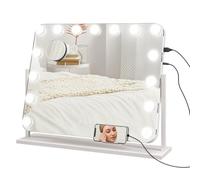 Miroir maquillage - HOMCOM - lumineux LED intensité réglable miroir grossissant port de charge USB - rotation à 360° - 63 x 50 cm