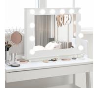 HOMCOM Miroir maquillage Hollywood pour coiffeuse grand miroir lumineux avec 12 ampoules LED luminosité réglable interrupteur tactile blanc