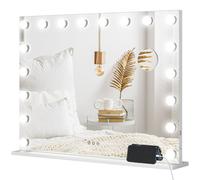 HOMCOM Miroir maquillage lumineux LED intensité réglable miroir grossissant port de charge USB, 80 x 62 cm