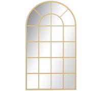 HOMCOM Miroir Mural Arqué 110 x 65 cm Verrière Arche Cadre Métallique Doré | Miroir de Fenêtre Arqué Industriel, pour Salon, Chambre, Couloir