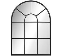 HOMCOM Miroir Mural arqué 70 x 50 cm, Miroir verrière Arche Style Industriel, Miroir de fenêtre arqué avec Cadre métallique, pour Salon, Chambre, Couloir, Noir