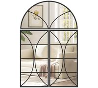 HOMCOM Miroir Mural Arqué 80 x 120 cm, Lot de 3 Pièces, Miroir Verrière Décoratif en Forme de Fenêtre, Verre Trempé Incassable, Cadre en Métal, pour Salon, Chambre à Coucher, Couloir, Noir