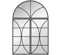 HOMCOM Miroir mural arqué 80 x 120 cm, lot de 3 pièces, miroir verrière en forme de fenêtre, verre trempé et métal, noir
