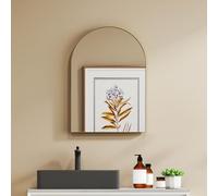 HOMCOM Miroir Mural Arqué Miroir de Salle de Bain 50 x 70 cm Doré | Haute Définition, Cadre en Alliage d'Aluminium, pour Salon, Chambre, Entrée