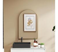 HomCom Miroir mural arqué 60 x 90 cm – Cadre en alliage d'aluminium, haute définition – Or