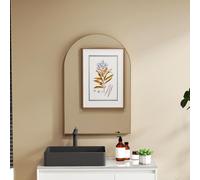 HomCom Miroir mural arqué 60 x 90 cm – Cadre en alliage d'aluminium, haute définition – Or