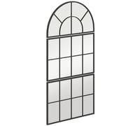 HOMCOM Miroir mural arqué miroir mural en forme de fenêtre ensemble de 3 pièces cadre en métal 76 x 43 cm noir