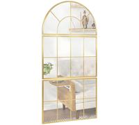 HOMCOM Miroir mural arqué miroir mural en forme de fenêtre ensemble de 3 pièces cadre en métal 76 x 150 cm doré
