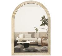 HOMCOM Miroir Mural Arqué Moderne Bord Rainuré Crochets 50 x 70 cm Beige | Verre Trempé Et Polystyrène
