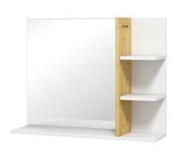 HOMCOM Miroir mural de salle de bain avec 3 étagères latérales 1 étagère inférieure en bambou 45 x 15 x 58,5 cm blanc