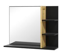 HOMCOM Miroir mural de salle de bain avec étagères de rangement - 3 étagères latérales + 1 étagère inférieure - bois de bambou