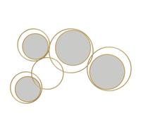HOMCOM Miroir mural décoratif en métal 3D avec 4 miroirs ronds pour salon, chambre, couloir 110 x 68 cm Doré