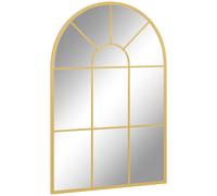 HOMCOM Miroir mural en métal cadre doré en forme de voûtée - 91 x 60 cm - décoration pour entrée ,chambre à coucher, salon