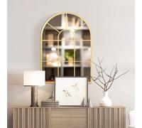 HOMCOM Miroir Mural en métal Cadre doré en Forme de voûtée Style Industriel - 70 x 50 cm - décoration pour entrée,Chambre à Coucher, Salon Description:Vous souhaitez habiller votre mur ou le dessus de
