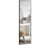 HomCom Miroir mural 120x35 cm – film sécurité anti-déflagrant, cadre alu noir, attache incluse