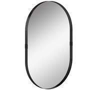 HOMCOM Miroir mural, miroir décoratif 60 x 90 cm en verre trempé et cadre en aluminium, pour chambre, salon, couloir, noir