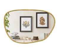 HOMCOM Miroir mural, miroir décoratif asymétrique 90x60cm en verre trempé pour salle de bain, chambre, salon, couloir, naturel