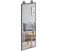 HOMCOM Miroir Mural Rectangulaire 110 x 40 cm Crochets, Hauteurs Réglables | Grand Miroir de Porte Suspendu, Verre Trempé, Cadre en Alliage d'Aluminium, pour Chambre, Salon, Couloir, Salle de Bain