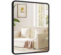 HOMCOM Miroir mural rectangulaire 50 x 40 cm, miroir décoratif moderne avec cadre en métal pour salon, entrée, couloir, noir