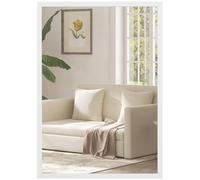 HOMCOM Miroir Mural Rectangulaire 50 x 70 cm, Cadre en Bois Blanc