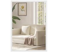 Miroir mural HOMCOM rectangulaire 50 x 70 cm, cadre en bois blanc, idéal pour la salle de bain, salon ou chambre